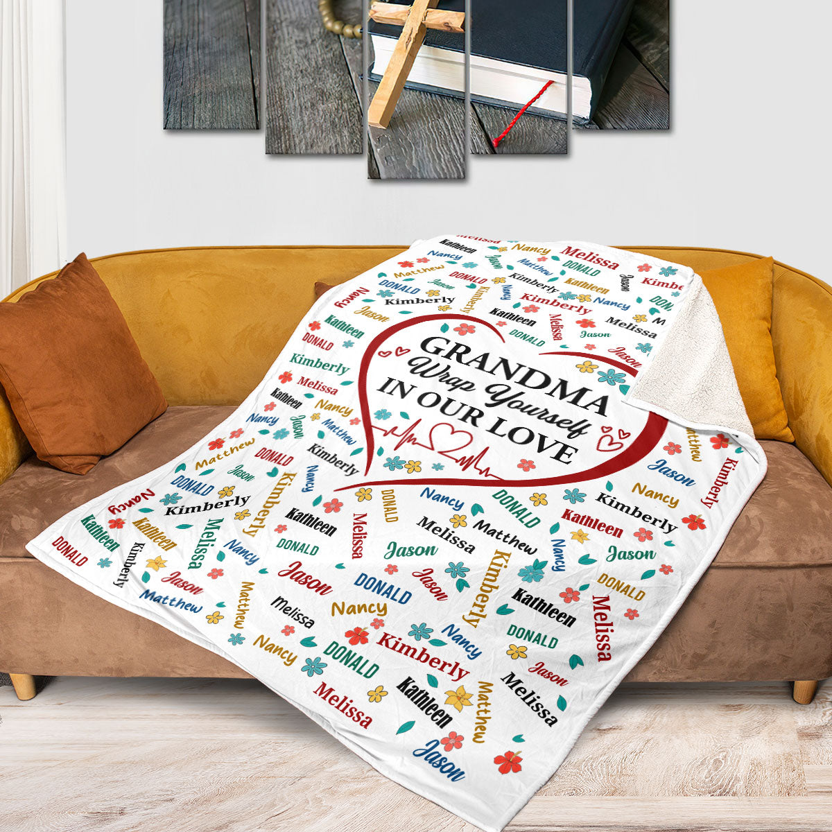 Grandma Wrap Yourself In Our Love | Personalized Fleece Blanket