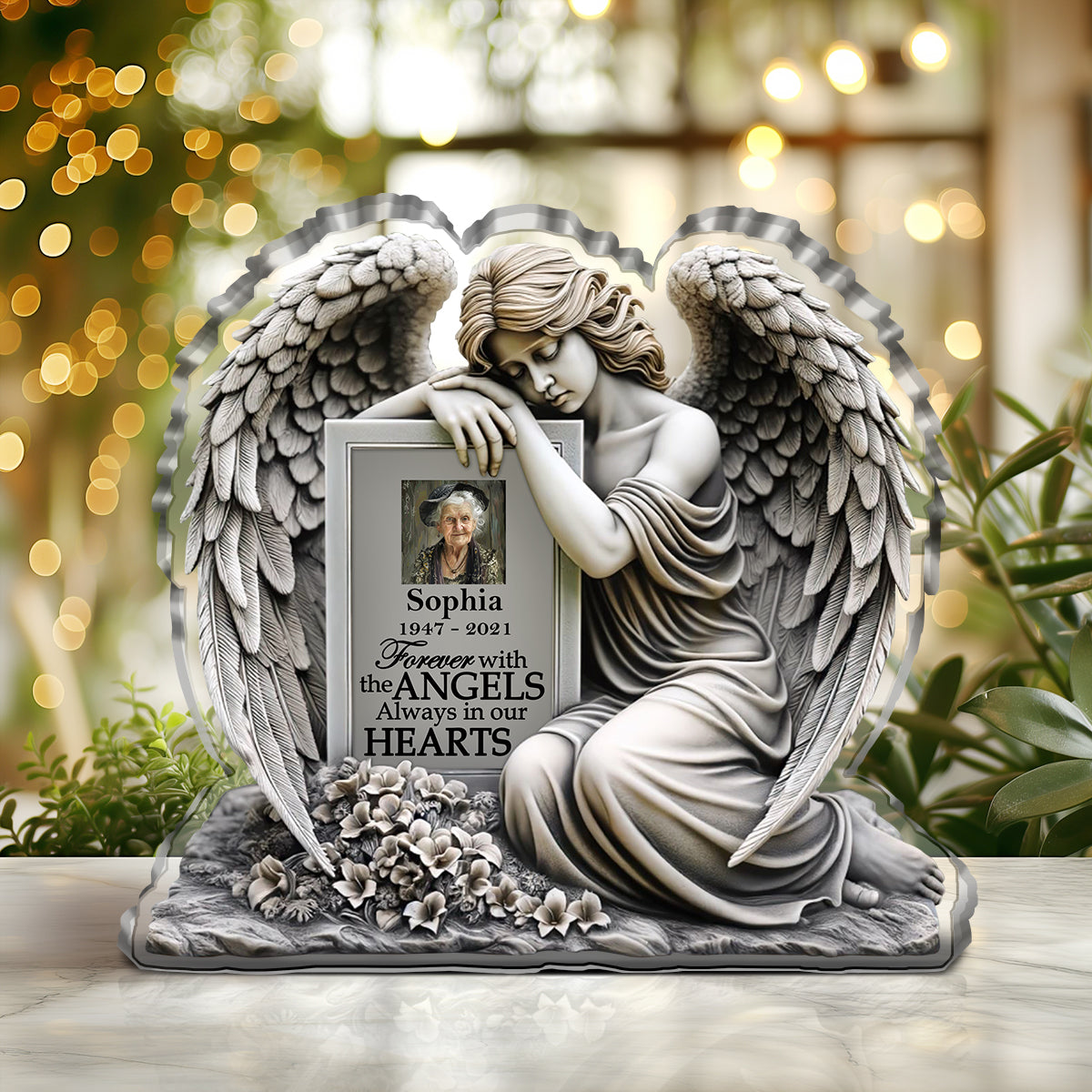 Forever With The Angels Always In Our Hearts | Personalized Custom Shaped Squared Acrylic Plaque JSAPPPT1667M