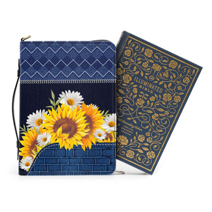 Jesuspirit | Personalized Sunflower Bible Cover With Handle | Faith Over Fear | Scripture Gifts For Christian Prayers BCHN674