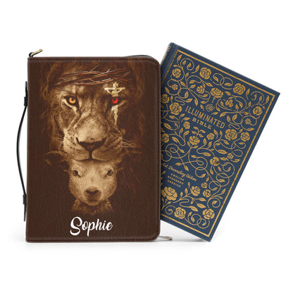I Will Not Fall - Lion And Lamb Personalized Bible Cover H04