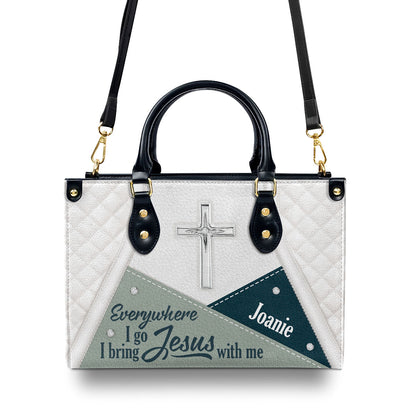 Stunning Christian Butterfly Leather Handbag - Everywhere I Go, I Bring Jesus With Me HHN370
