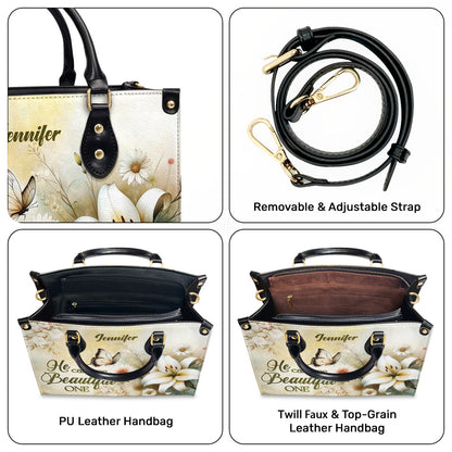 Jesuspirit | Personalized Leather Handbag With Zipper | He Calls Me Beautiful One LHBHN689