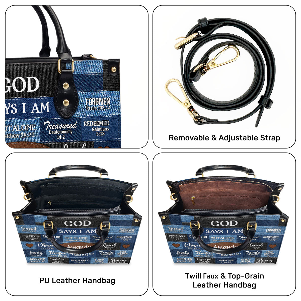 Jesuspirit | God Says You Are | Personalized Leather Handbag With Zipper | Gift For Her LHBNUHN681