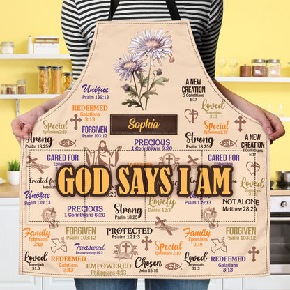 God Says I Am | Personalized Apron With Pocket