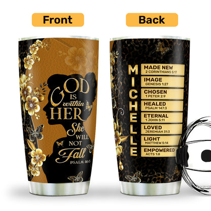 God Is Within Her She Will Not Fall | Personalized Stainless Steel Tumbler