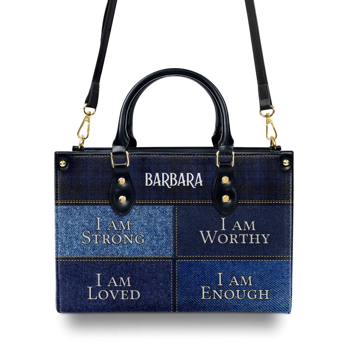 Jesuspirit | I Am Worthy | Personalized Zippered Leather Handbag With Handle | Religious Gift For Worship Friends LHBNUHN680