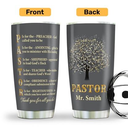 Jesuspirit | Christian Faith Gifts | Stainless Steel Tumbler | Thank You Pastor  SSTNAM1002B