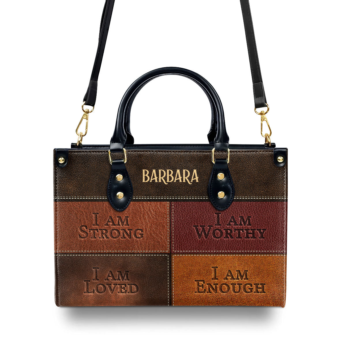 Jesuspirit | I Am Strong | Personalized Zippered Leather Handbag With Handle | Religious Gift For Worship Friends LHBNUHN680