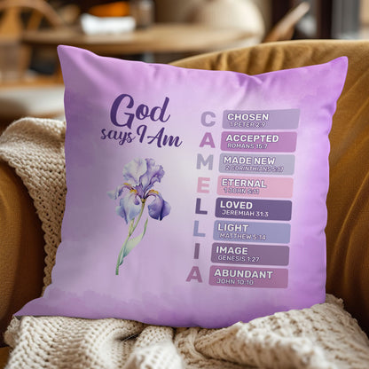 God Says I Am | Personalized Crystal Velvet Pillow