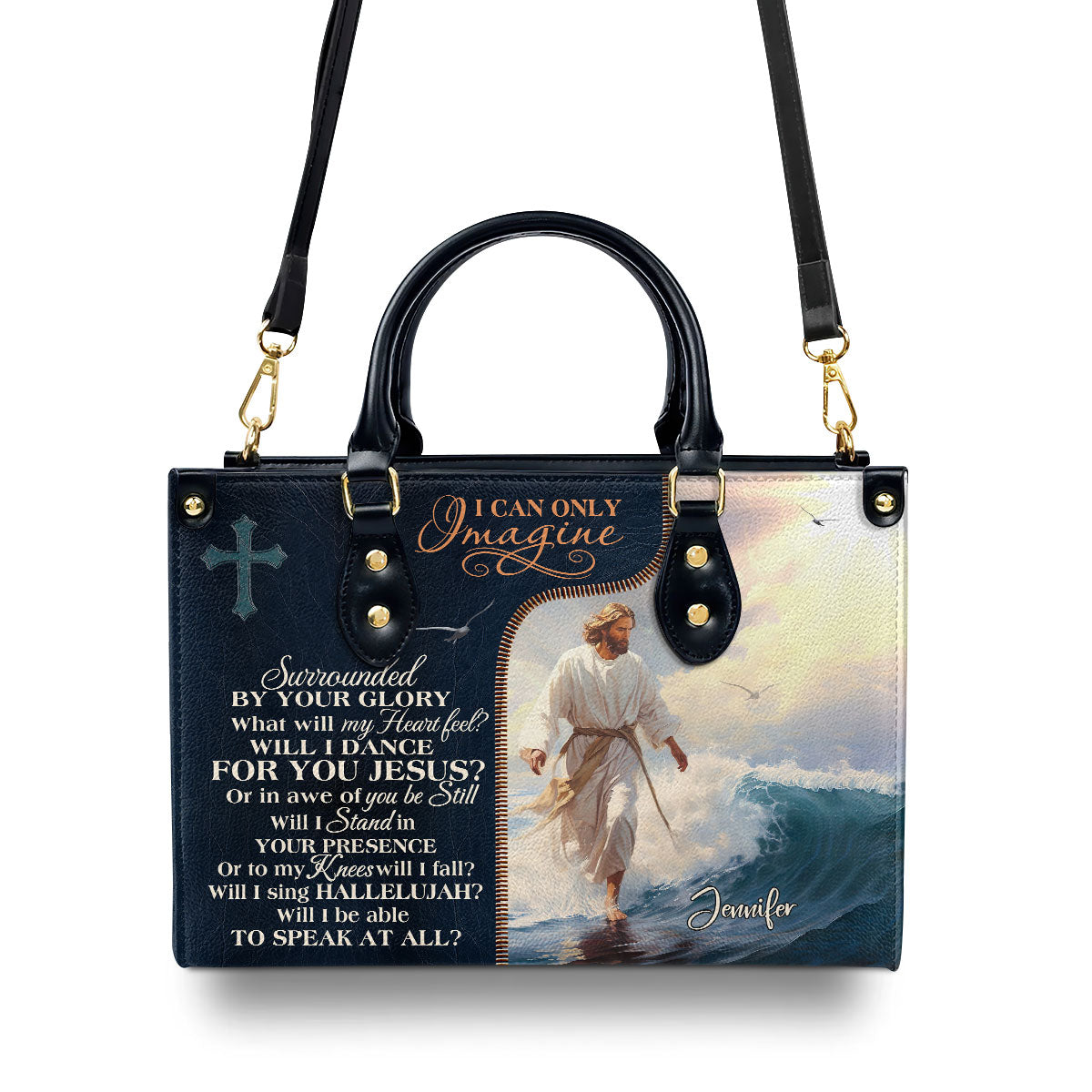 Jesuspirit | Personalized Leather Handbag With Zipper | Jesus I Can Only Imagine LHBM737