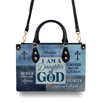 Jesuspirit | Personalized Zippered Leather Handbag With Handle | Religious Gift For Worship Friends | Daughter Of God LHBM764