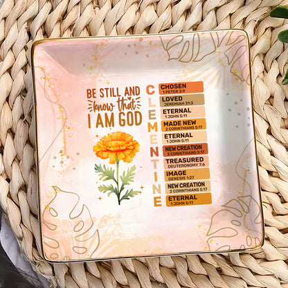 Be Still And Know That I Am God | Personalized Ceramic Ring Dish Square