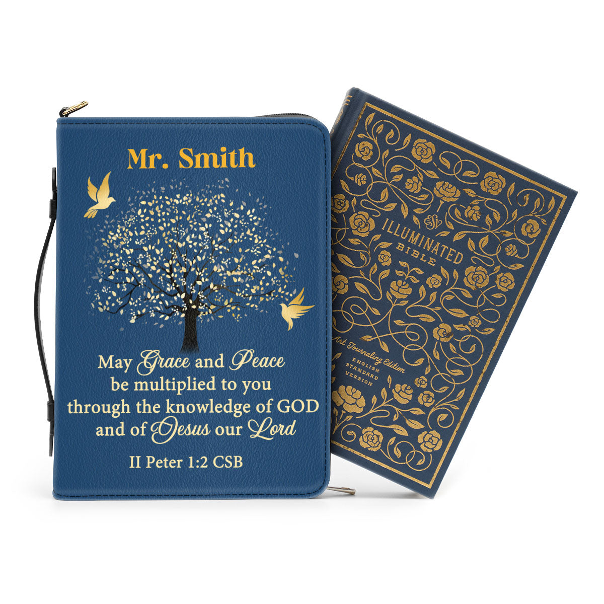 Jesuspirit | Grace And Peace | Personalized Zippered Bible Cover With Handle | Christian Inspirational Gifts For Pastor BCNAM1003A