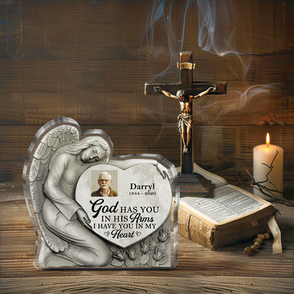 God Has You In His Arms I Have You In My Heart | Personalized Custom Shaped Squared Acrylic Plaque JSAPPPT1662L
