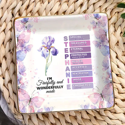 Fearfully And Wonderfully Made | Personalized Ceramic Ring Dish Square