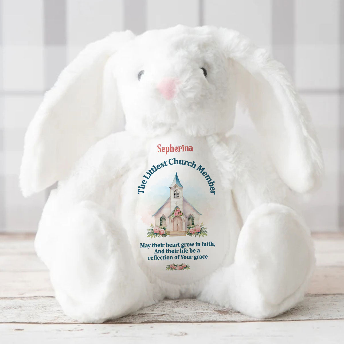 The Littlest Church Member - Personalized Stuffed Bunny