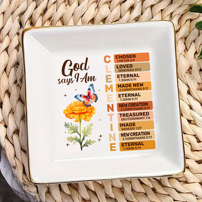 Birth Month Flowers Butterflies | Personalized Jewelry Dish