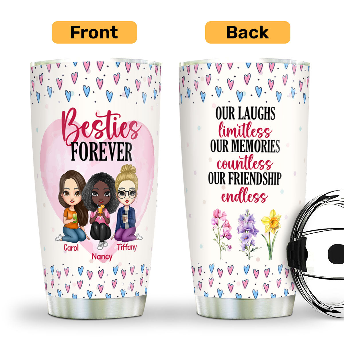 Our Friendship Is True Blessing To Me | Personalized Stainless Steel Tumbler JSSSTPT2302D