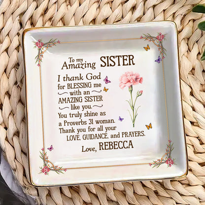 To My Amazing Mom | Personalized Ceramic Ring Dish Square