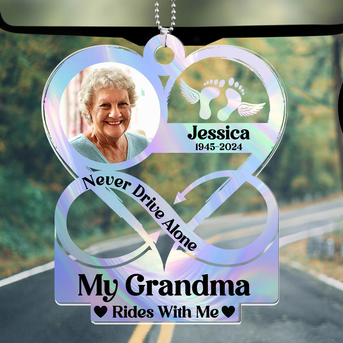 Never Drive Alone | Personalized 1-Side Car Acrylic Hanging Ornament JSUPCHOHLTN1552M