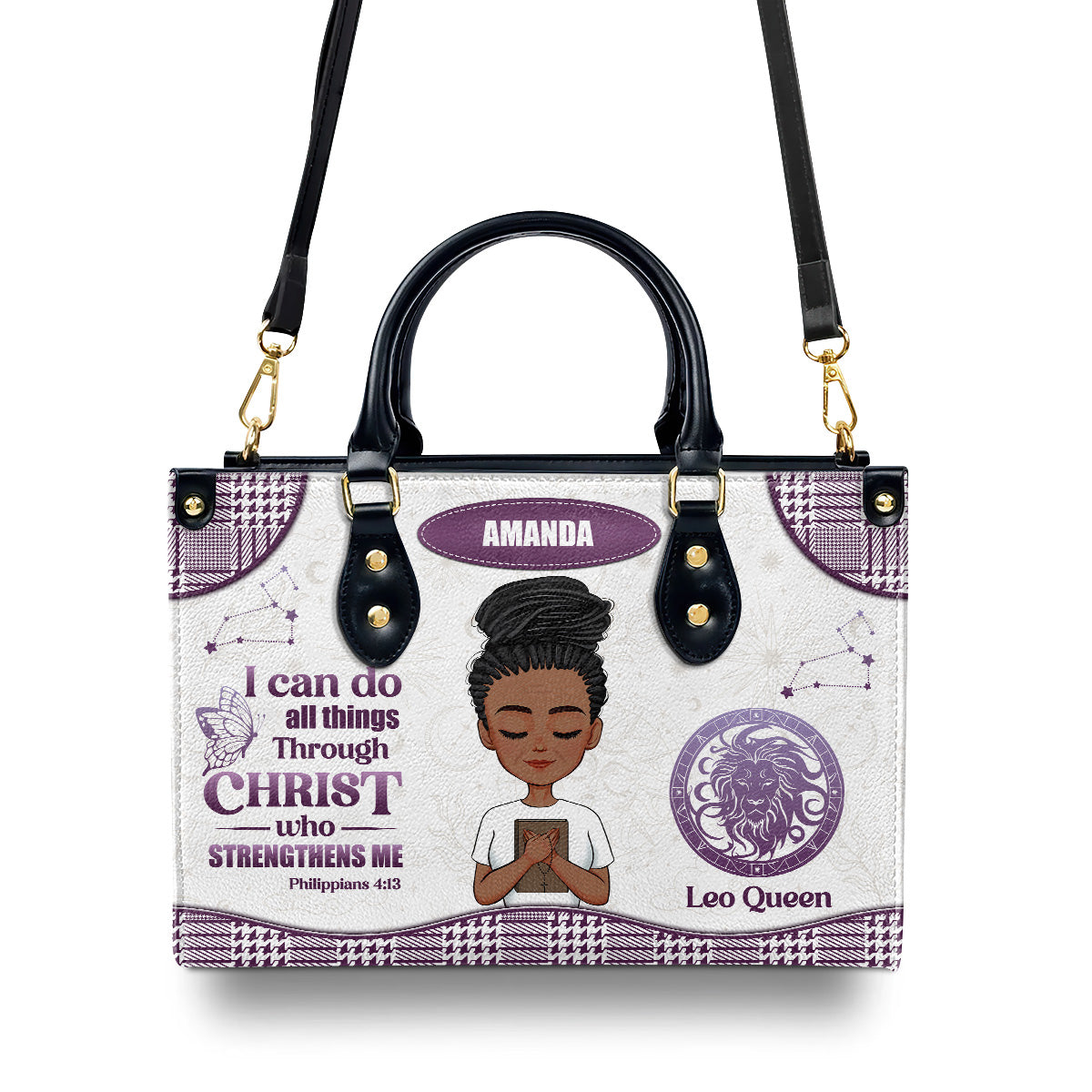 I Can Do All Things Through Christ Who Strengthens Me | Personalized Leather Handbag JSLHBPTN1325D