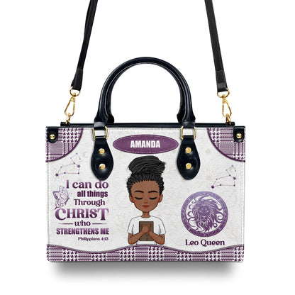 I Can Do All Things Through Christ Who Strengthens Me | Personalized Leather Handbag JSLHBPTN1325D