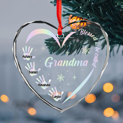 Blesses To Be Called | Personalized Heart Shaped Glass Ornament JSHGOPHN2099TA