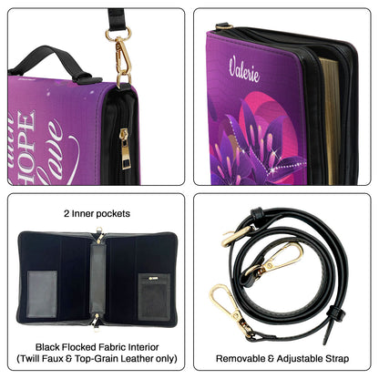 Faith, Hope, Love - Personalized Purple Bible Cover H07