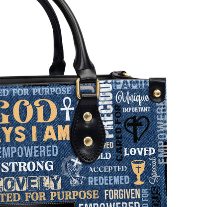 Jesuspirit | Personalized Leather Handbag With Zipper | I Am A Child Of God LHBM776