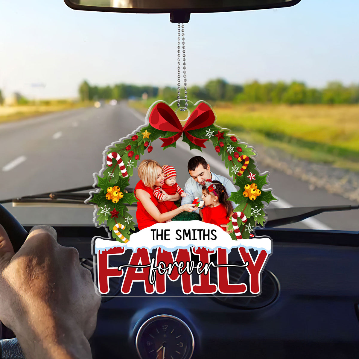 Christmas Wreath Family Forever | Personalized 1-Side Acrylic Ornament JSACOPHN2129M