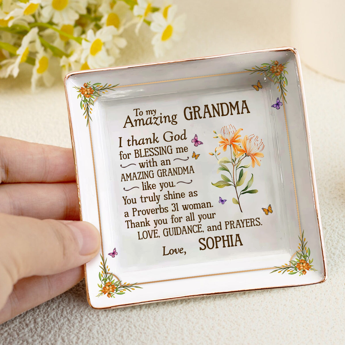 To My Amazing Mom | Personalized Ceramic Ring Dish Square