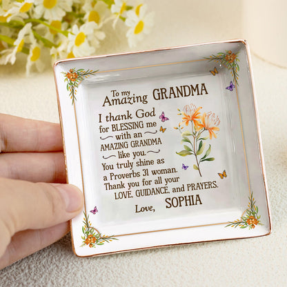 To My Amazing Mom | Personalized Ceramic Ring Dish Square