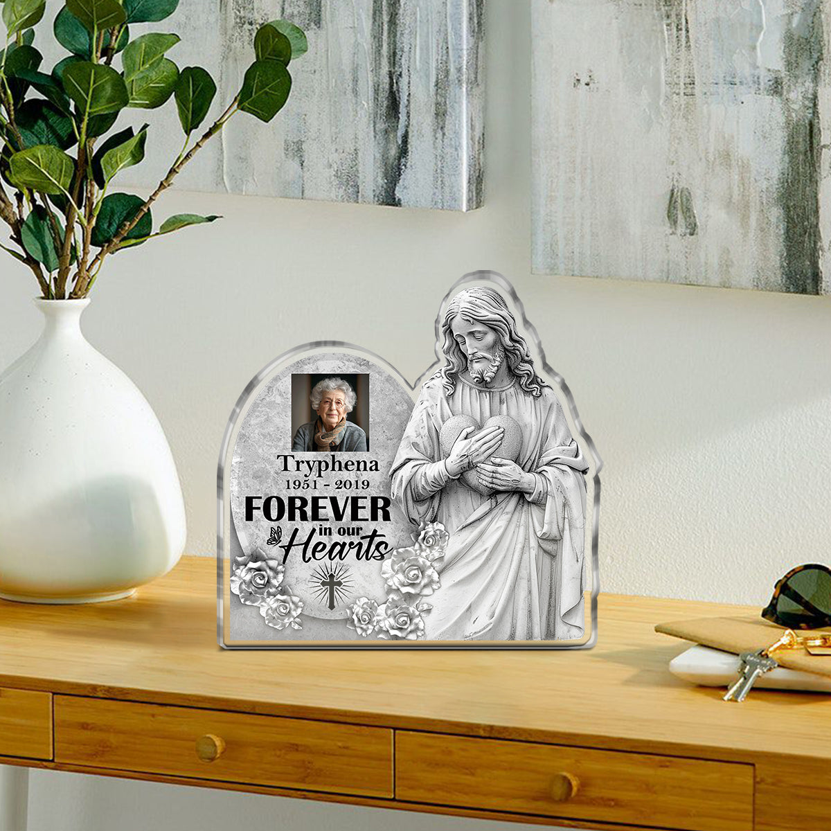 Forever In Our Hearts | Personalized Custom Shaped Squared Acrylic Plaque JSAPPPT1669TA