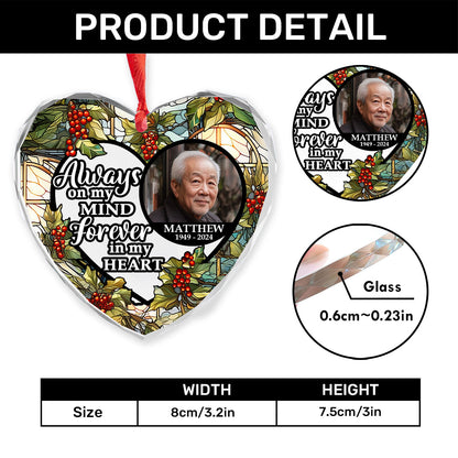 Forever In My Heart | Personalized Heart Shaped Glass Ornament