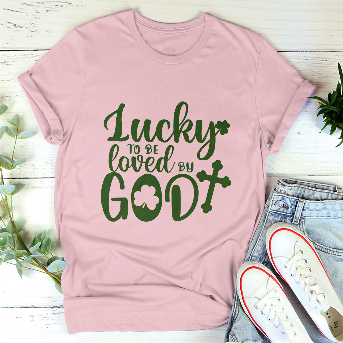 Lucky To Be Loved By God | Personalized Classic Unisex T-shirt