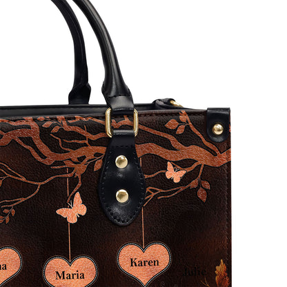 Grandkids Make Life More Grand | Personalized Leather Handbag With Zipper LHBM799
