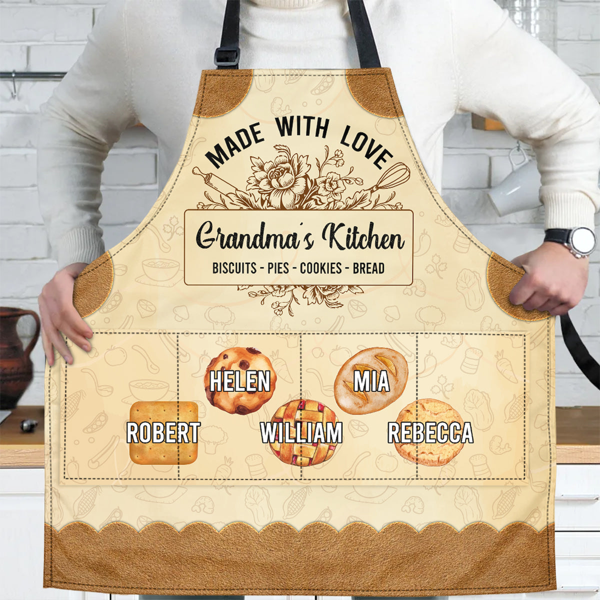 Made With Love Grand's Kitchen | Personalized Apron With Pocket