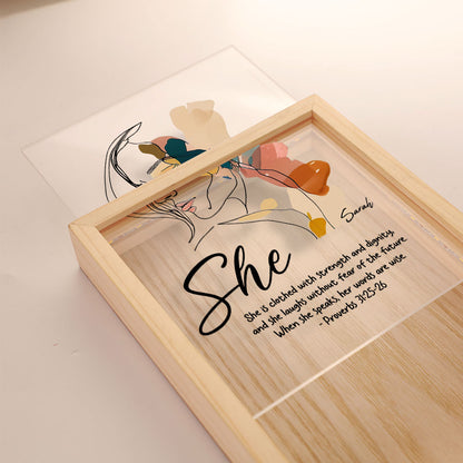 Jesuspirit Personalized Frame Light Box | When She Speaks, Her Words Are Wise FLBHN26