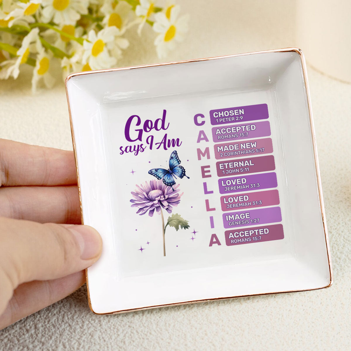Birth Month Flowers Butterflies | Personalized Jewelry Dish