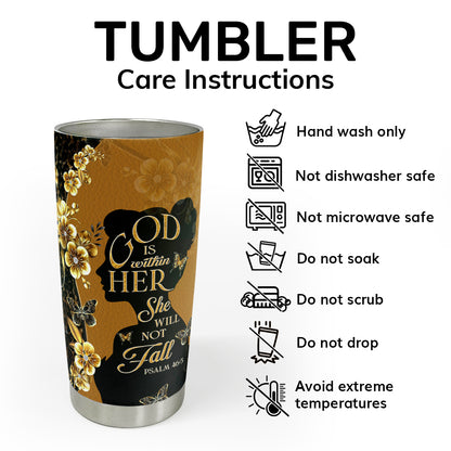 God Is Within Her She Will Not Fall | Personalized Stainless Steel Tumbler
