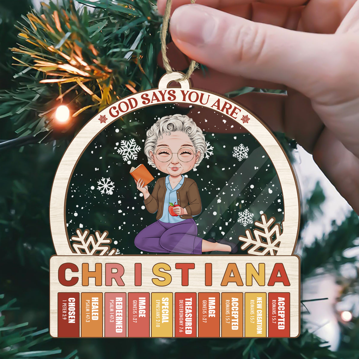 God Says You Are | Personalized Wood & Acrylic Ornament JSWAOPTN1618D