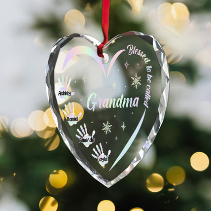 Blesses To Be Called | Personalized Heart Shaped Glass Ornament JSHGOPHN2099TA