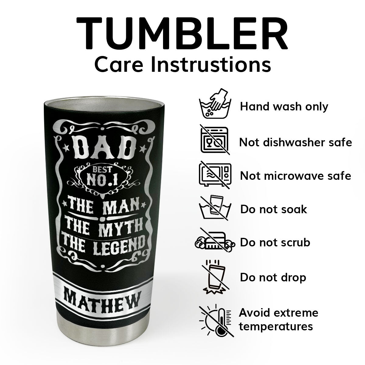 The Man The Myth The Legend | Personalized Stainless Steel Tumbler SSTN14