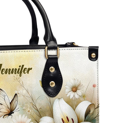 Jesuspirit | Personalized Leather Handbag With Zipper | He Calls Me Beautiful One LHBHN689