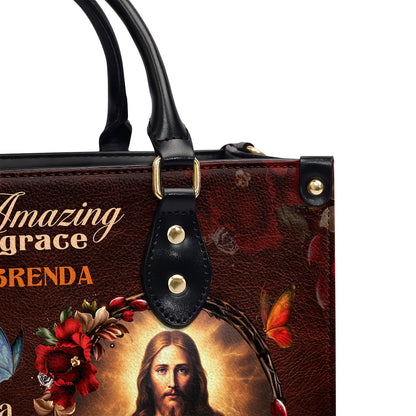 Jesuspirit | Personalized Leather Handbag With Zipper | Jesus Amazing Grace LHBM740