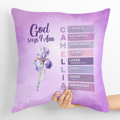 God Says I Am | Personalized Crystal Velvet Pillow