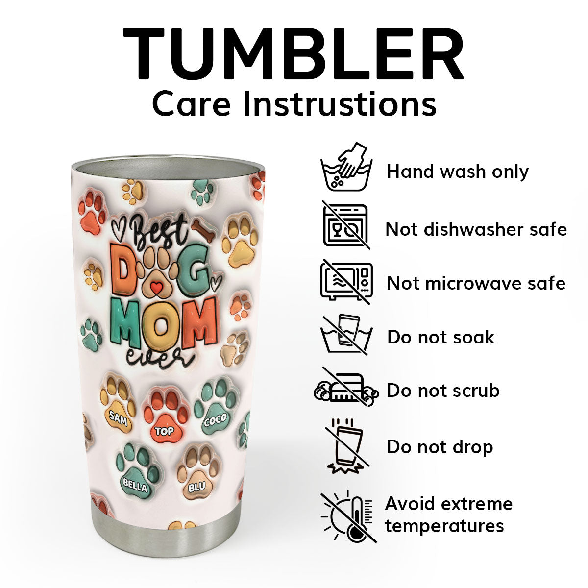 Best Dog Mom Ever | Personalized Stainless Steel Tumbler SSTH843