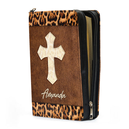 Jesuspirit | Be Still And Know That I Am God | Psalm 46:10 | Personalized Cross Bible Cover With Handle | Zippered Bible Carrying Case HN151