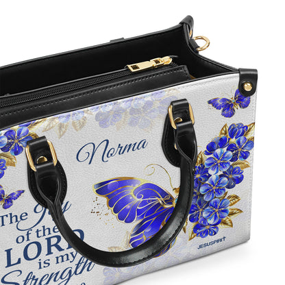 Jesuspirit | Nehemiah 8:10 | The Joy Of The Lord Is My Strength | Bible Verse Gifts For Christian Women | Personalized Leather Handbag With Handle LHBH743B
