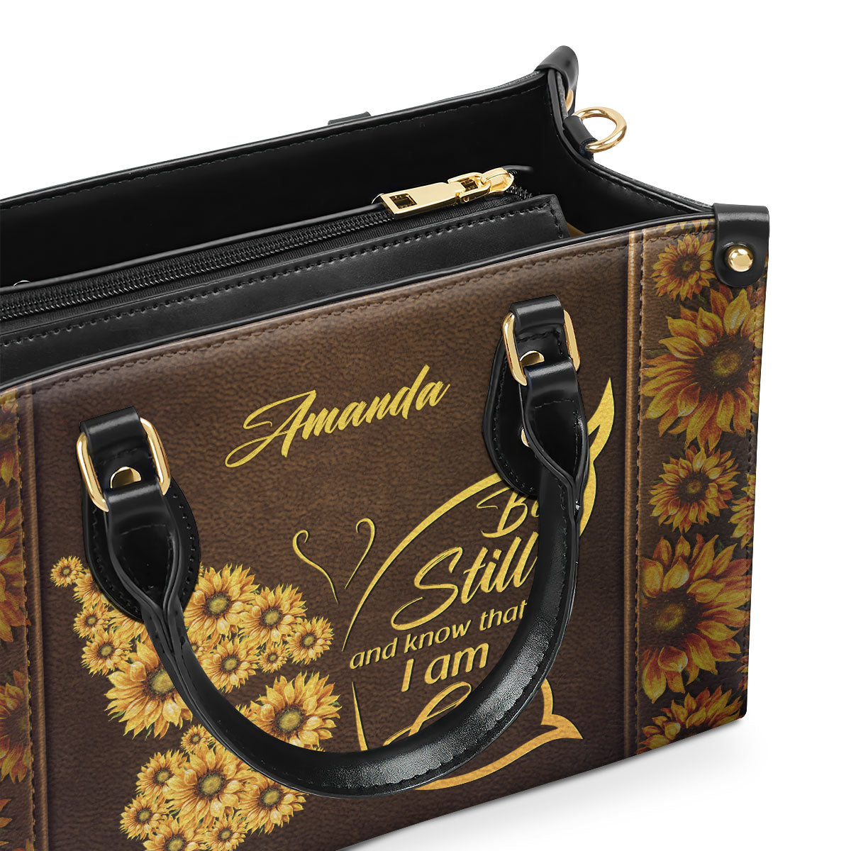 Jesuspirit | Be Still And Know That I Am God | Personalized Leather Handbag With Handle | Psalm 46:10 | Christ Gifts For Religious Women LHBHN666
